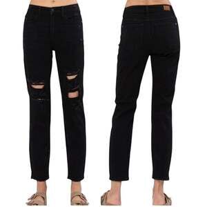 Judy Blue Black High Waist Destroyed Boyfriend Denim Jeans 82161 - Size 18W